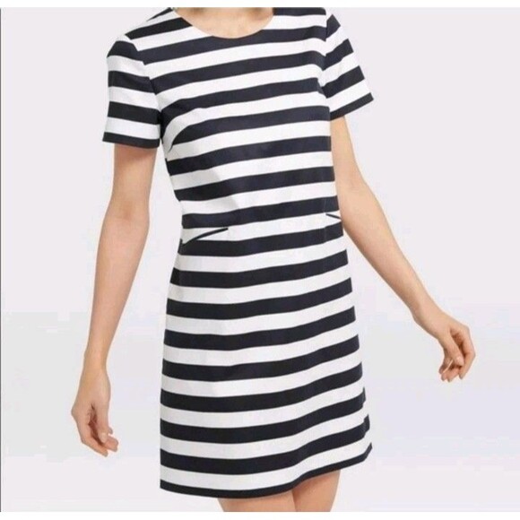 Draper James Size 6 Nassau Striped Mini Dress Blue White Nautical Stretch - Picture 2 of 9
